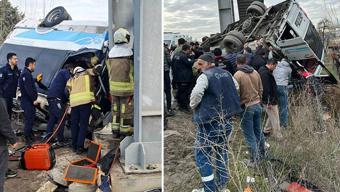 SON DAKİKA... Ankarada feci kaza Özel halk otobüsü üst geçide çarptı: 5 kişi hayatını kaybetti