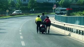 Pendik’te patenlilerin tehlikeli yolculuğu