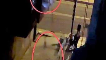 Kavga eden grubu balkondaki saksıları atarak dağıttı