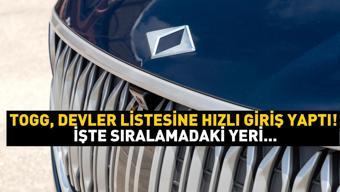 Togg, devler listesine hızlı giriş yaptı İşte sıralamadaki yeri...