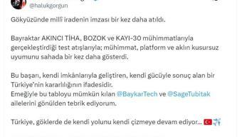 Haluk Görgün: Bayraktar AKINCI TİHA; aklın kusursuz uyumunu bir kez daha gösterdi