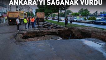 ANKARAYI SEL ALDI | Yol çöktü, alt geçitler göle döndü