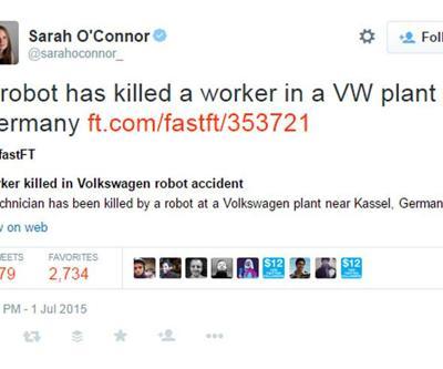 Sarah Connor bir adamın robot tarafından öldürüldüğünü tweetledi