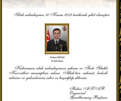 Hakkari Yüksekovada 1 astsubay şehit