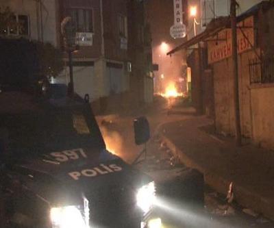Dolapderede çöp konteynerlerini yola devirip ateşe verdiler