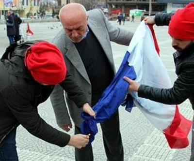 Samsunda Hollanda bayrağı yerine Fransa bayrağı yaktılar