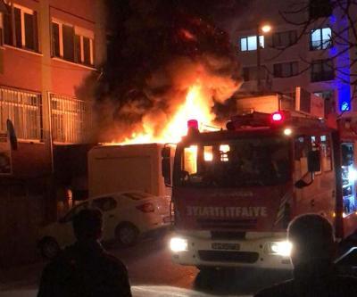Maltepede depo alev alev yandı, patlama sesleri duyuldu