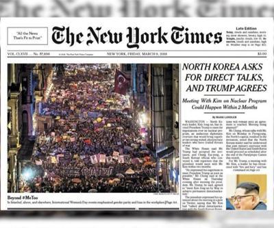 New York Times Taksimdeki yürüyüşü manşetine taşıdı