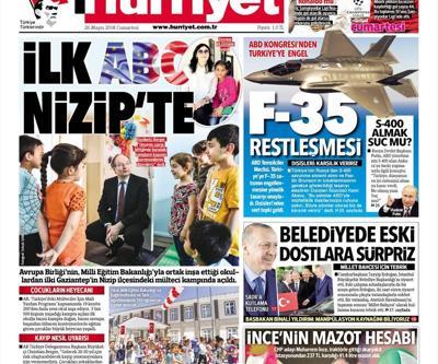 26 Mayıs 2018 - Gazetelerin birinci sayfaları