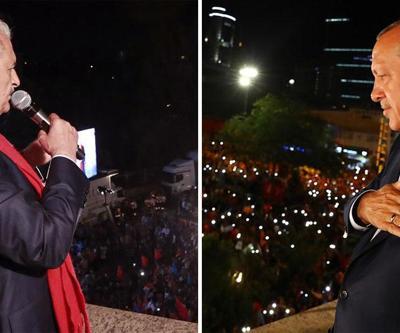 Erdoğan ve Yıldırımdan balkon konuşması