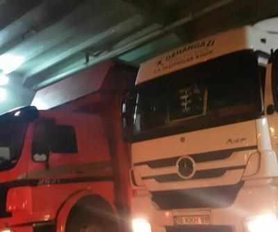 TIR arabalı vapurda sıkıştı