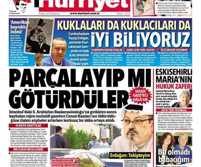 8 Ekim 2018 - Gazetelerin birinci sayfaları