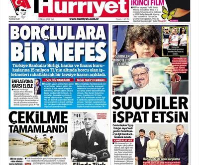 9 Ekim 2018 - Gazetelerin birinci sayfaları