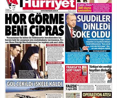 13 Kasım 2018 - Gazetelerin birinci sayfaları