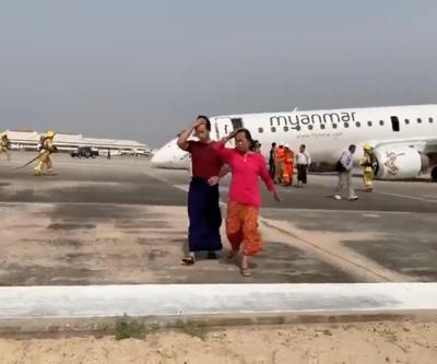 Myanmarda yolcu uçağı acil iniş yaptı