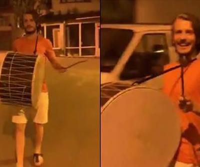 Abdulkadir Parmak Trabzon sokaklarında davul çaldı