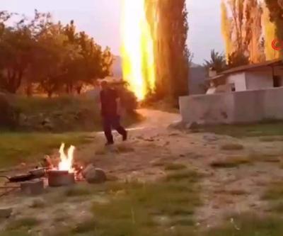 Araziye düşen yıldırımdan kıl payı kurtuldu