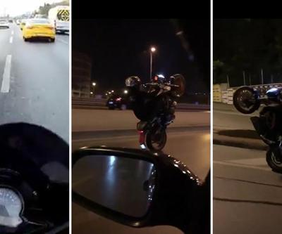 Motosikletli maganda trafiği birbirine kattı