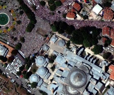 Ayasofyanın açılışı uydudan böyle görüntülendi