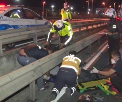 Direksiyon hakimiyetini kaybeden motorcu kaza yaptı | Video