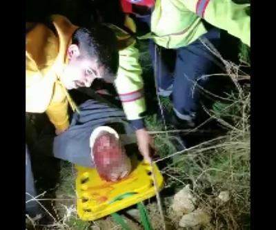 Uçuruma yuvarlanan kişiyi itfaiye ekipleri kurtardı