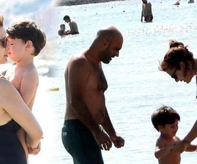 Alper Kul ve Aylin Kontente oğullarını denize soktu