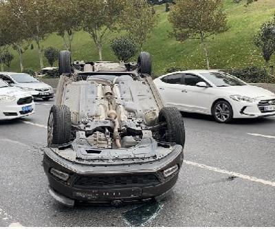 Esenlerde otomobille takla attı, sağlık ekipleriyle tartıştı