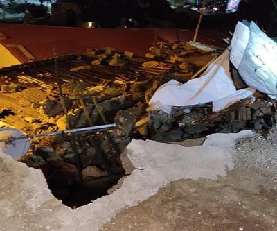 İstinat duvarı evin çatısına çöktü
