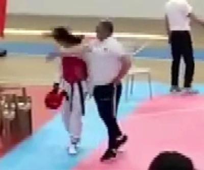 Elenen sporcusuna tokat attı Skandal anlar kamerada...
