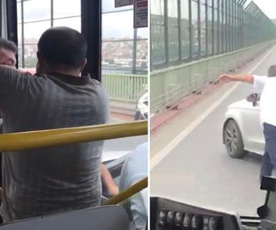 Haliç Köprüsü’nde yol verme kavgası kamerada