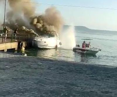 Limana bağlı tekne alev alev yandı