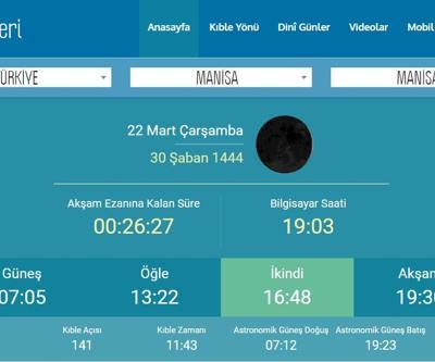 Manisa Teravih namazı saat kaçta Bugün teravih saati 26 Mart 2023 Manisada teravih namazı kaçta kılınmaya başlanacak