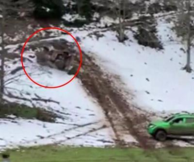 Off-road yapan araç kaza yaptı O anlar kameraya böyle yansıdı