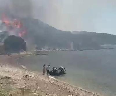 SON DAKİKA: İzmir’deki orman yangınında vatandaşlar denizden tahliye ediliyor