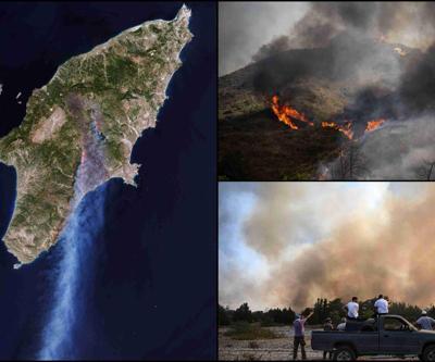 Rodos’taki orman yangınlarının boyutu uydu görüntülerine yansıdı
