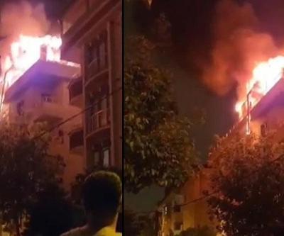 Çekmeköyde 5 katlı binanın çatı katında yangın