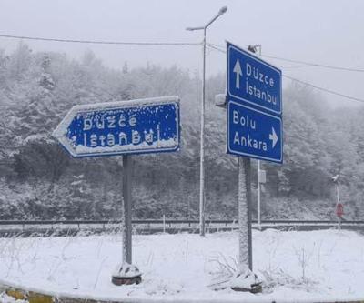 Bolu Dağı geçişinde kar yağışı