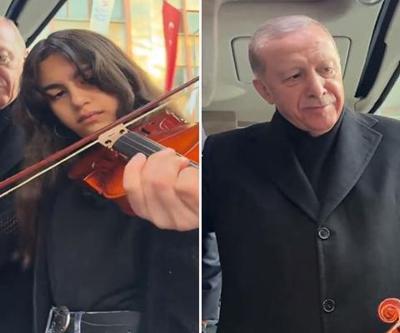 Erdoğan, kemanıyla Çanakkale Türküsü çalan öğrenciye eşlik etti