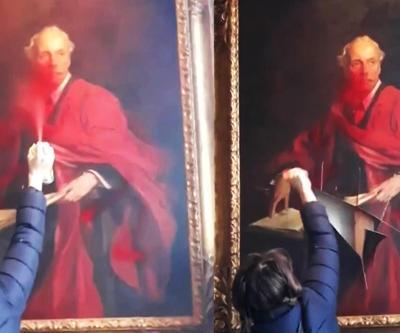 Aktivistlerden Filistin için eylem 110 yıllık tabloya böyle zarar verdiler