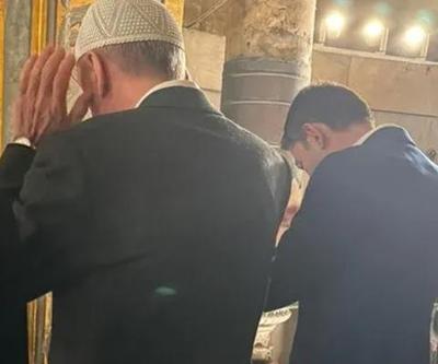 Cumhurbaşkanı Erdoğan ve Murat Kurum akşam namazını Ayasofyada kıldı