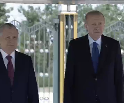 Özbekistan Cumhurbaşkanı Ankarada: Erdoğan, Mirziyoyevi resmi törenle karşıladı