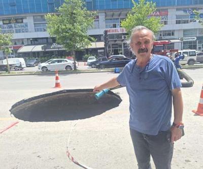 Ankarada yol çöktü; 5 metre çapında ve 10 metre derinliğinde çukur oluştu