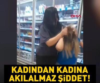 Kadın müşteriden kadın market çalışanına dayak kamerada