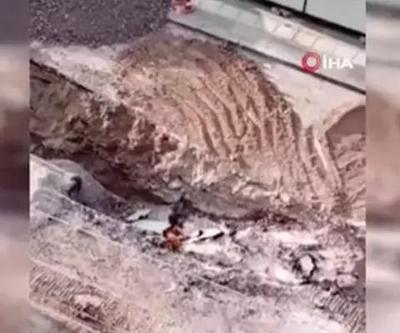 Korku dolu anlar: Ankarada kazı çalışması sırasında doğal gaz borusu patladı