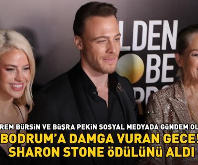 Kerem Bürsin ile Büşra Pekin sosyal medyada gündem oldu Bodruma damga vuran gece Sharon Stone ödülünü aldı