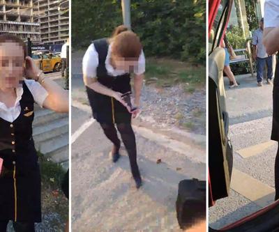 Üsküdar’da taksici ile hostes arasındaki tartışma kamerada