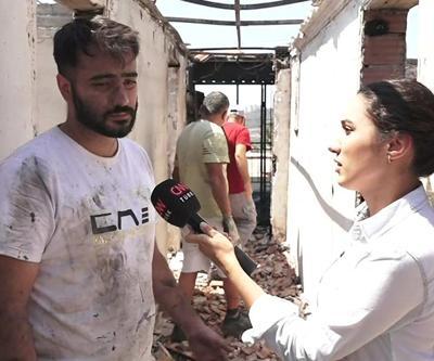 VİDEO | Bayraklıda orman yangını sonrası yanan evler görüntülendi