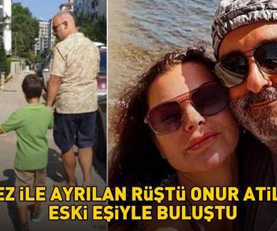 ESKİ EŞİYLE BULUŞTU Nez ile ayrılan Rüştü Onur Atilla, Sinem Ayyıldızla okula başlayan oğulları için bir araya geldi
