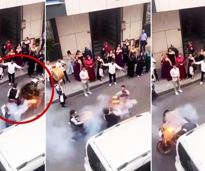 Video | Düğün konvoyunda davulcuya motosiklet çarptı... O anlar kamerada