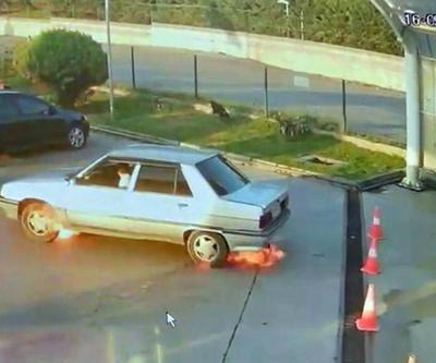Akaryakıt istasyonunda otomobil patladı